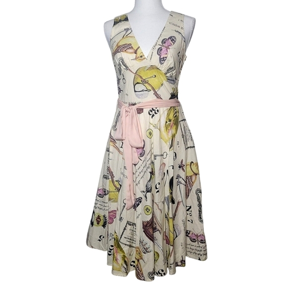 Retrolicious A Line Dress Birds Butterflies Pin Up Rockabilly Retro Modcloth SM - Picture 2 of 13